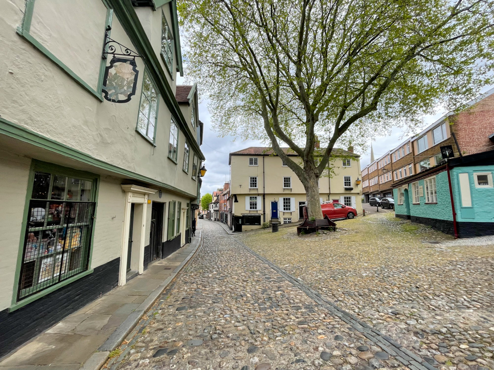 Elm Hill's lovely cobbled street