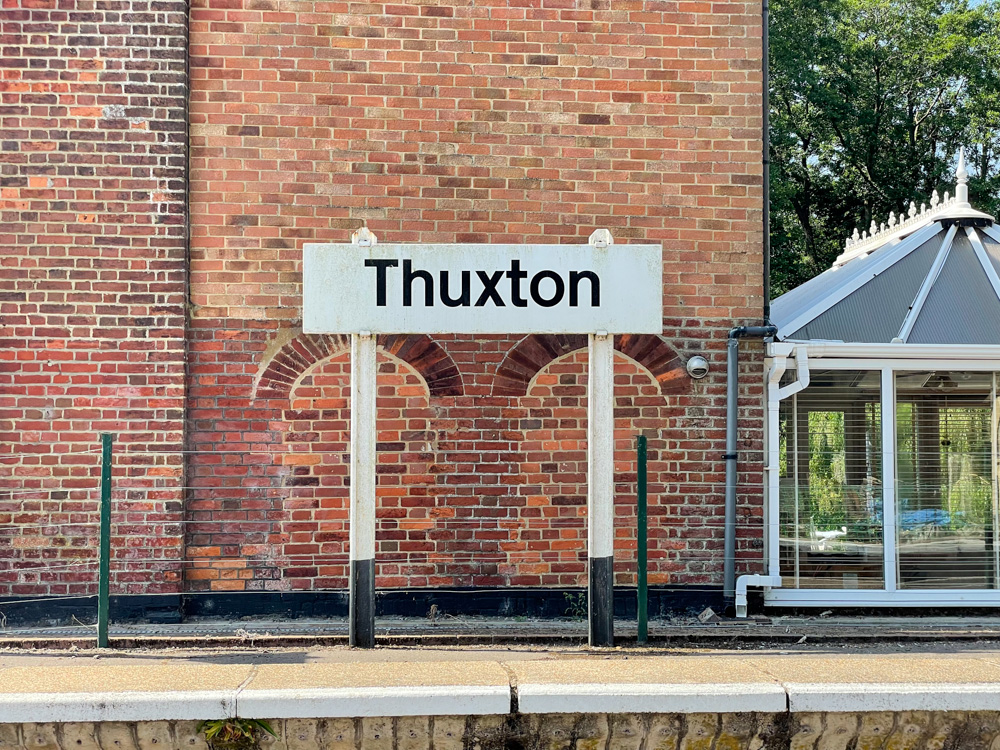 Sign at Thuxton station, Mid-Norfolk Railway